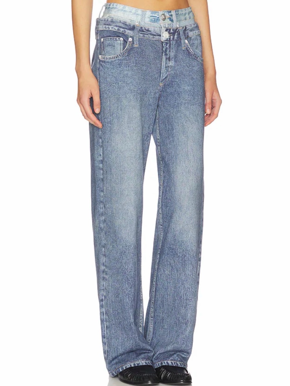 rag & bone Miramar Denim-Look Wide Leg Cotton Terry Sweatpants Size 25 - Picture 2 of 6